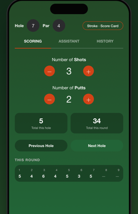 The Caddy scorecard on iPhone