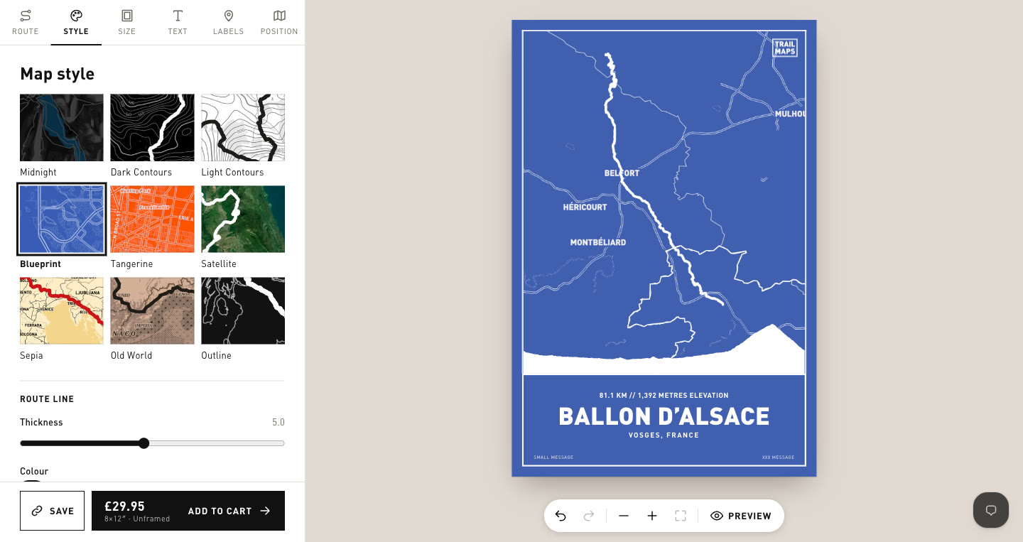 The Trail Maps print builder